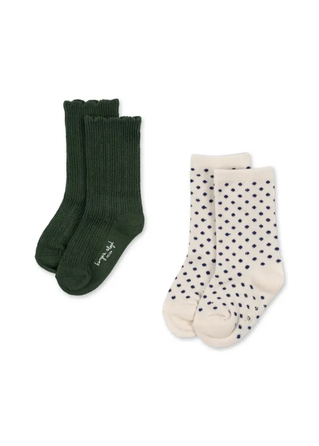 Konges Sløjd Sokken 2-pack kombu green dot katoenmix