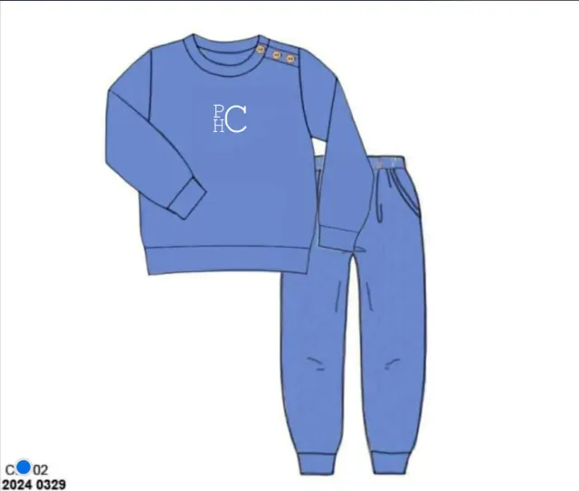 Busy Bee Smocks Comfy Cozy joggers set kobalt 9M PCH