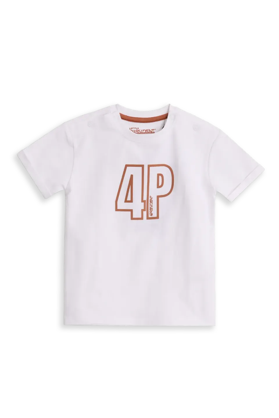 4PRESIDENT Colin T-shirt wit katoen met drukknoopjes