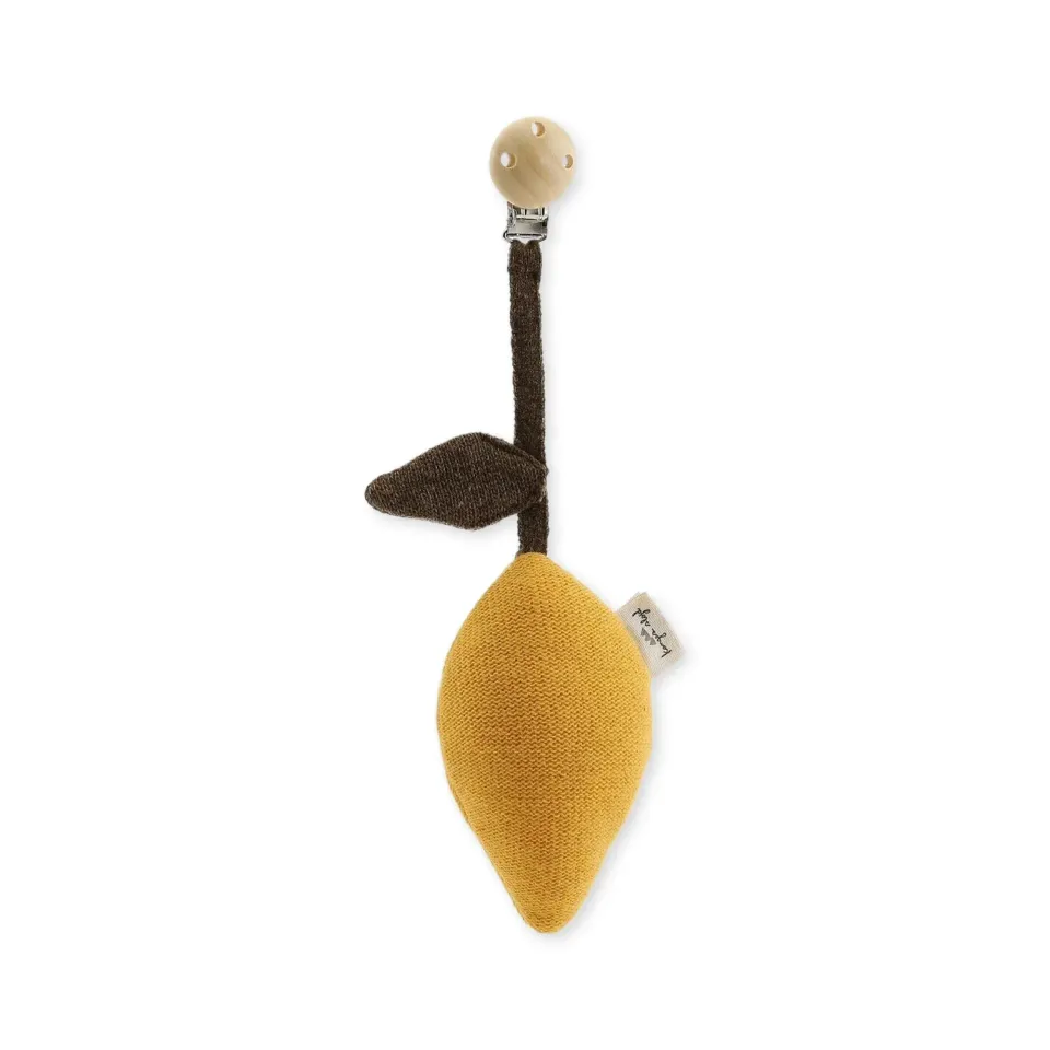 Konges Sløjd Citroen Kinderwagenspeeltje mustard lamswol met bel