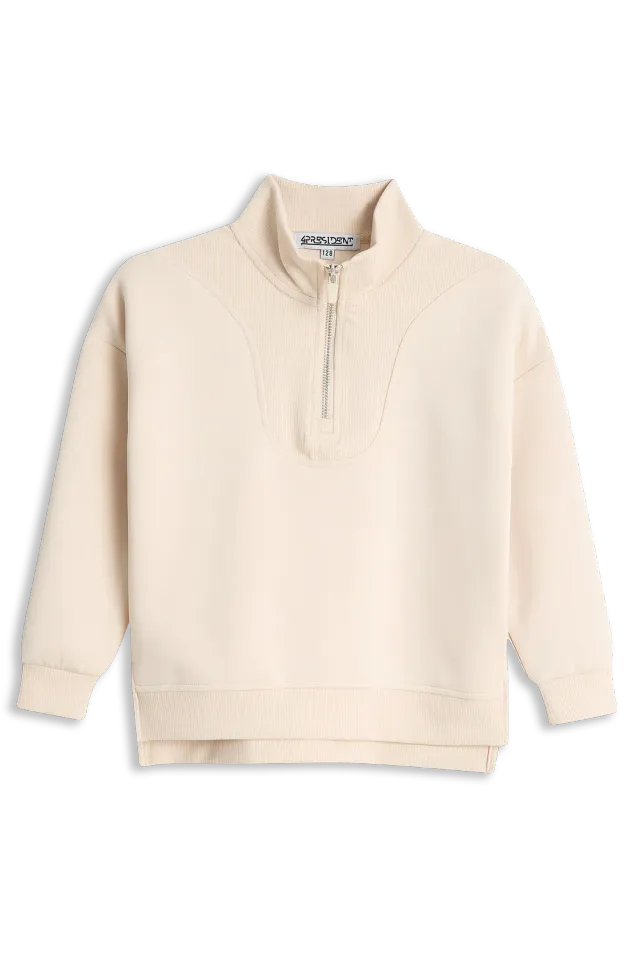 4President Maud trui meisjes beige met rits