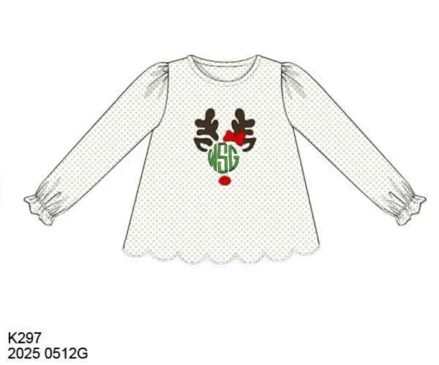 Busy Bee Smocks Christmas Antler kerstshirt 6 WSG katoen