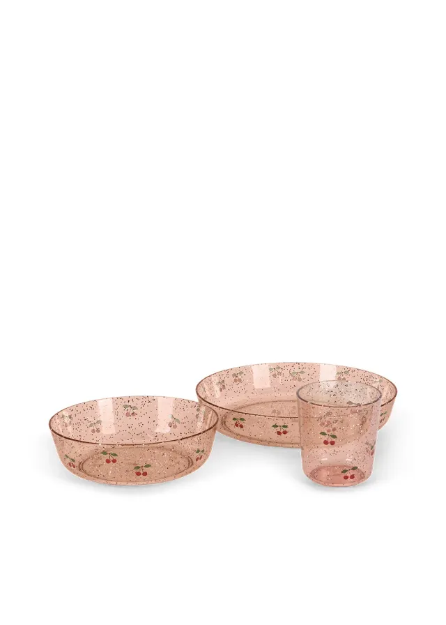 Konges Sløjd Sparkly kinderservies cherry 3-delig glitter