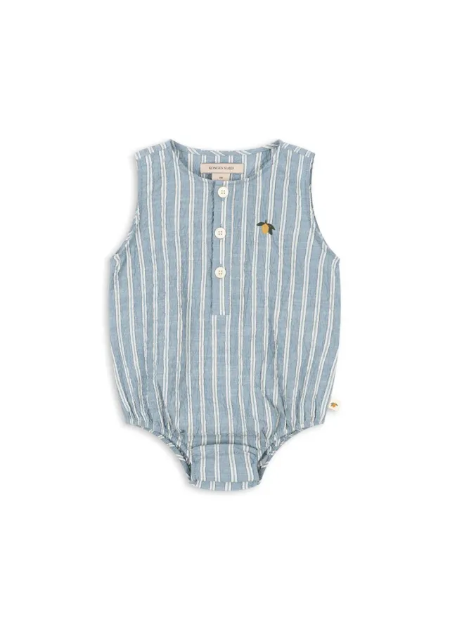 Konges Sløjd Elliot trio bleu stripe rompertje seersucker