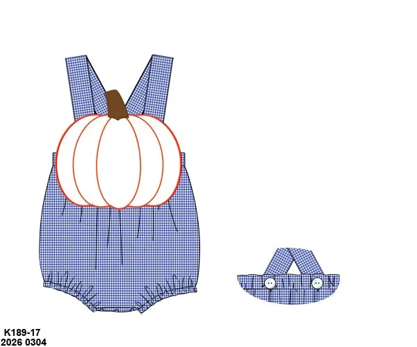Busy Bee Smocks Chinoiserie Pumpkins jongens romper geweven