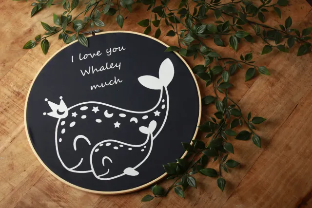 Een presentje Whaley much love wandcirkel 15 cm katoen