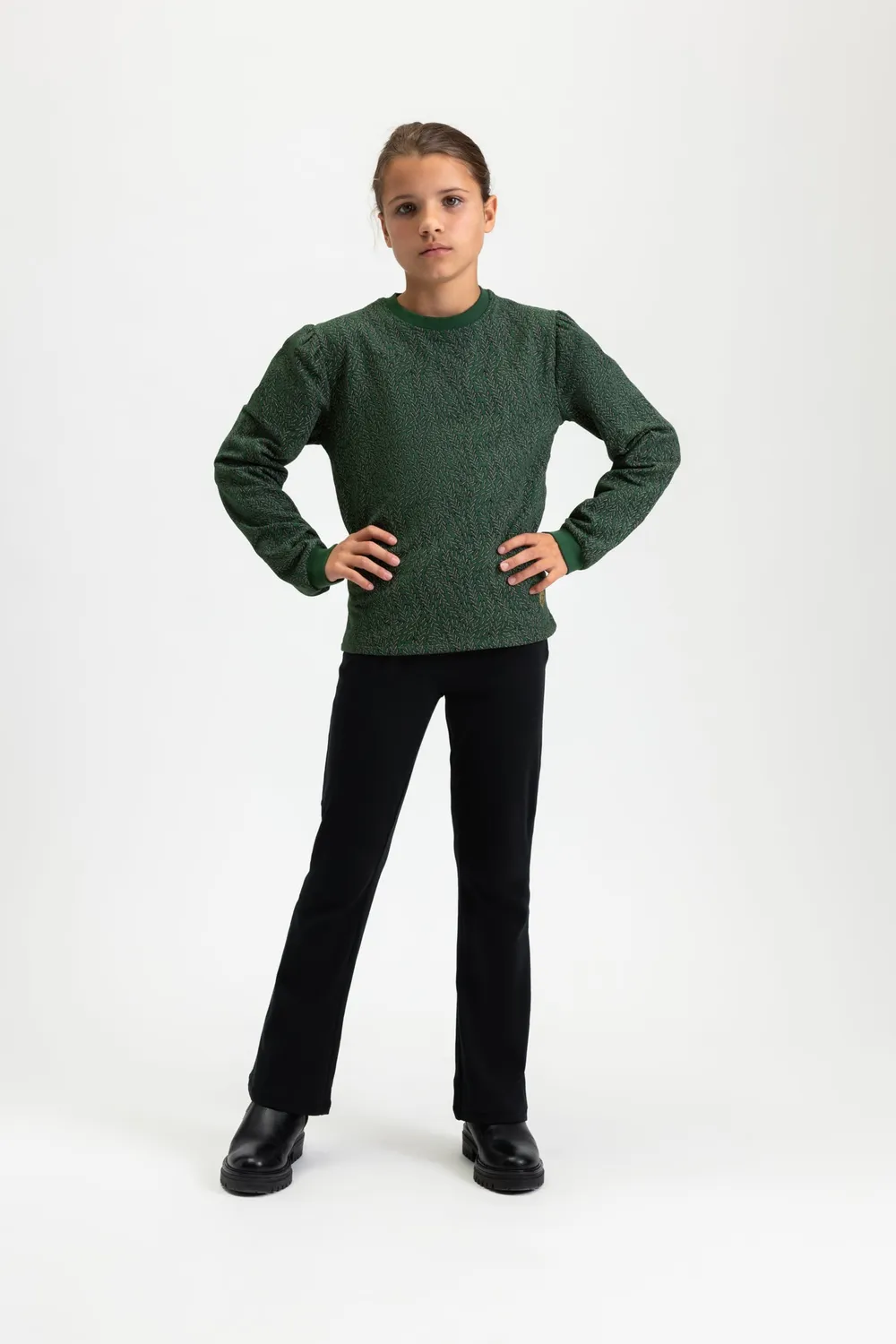 4President Alma Black meisjes broek bootcut rib