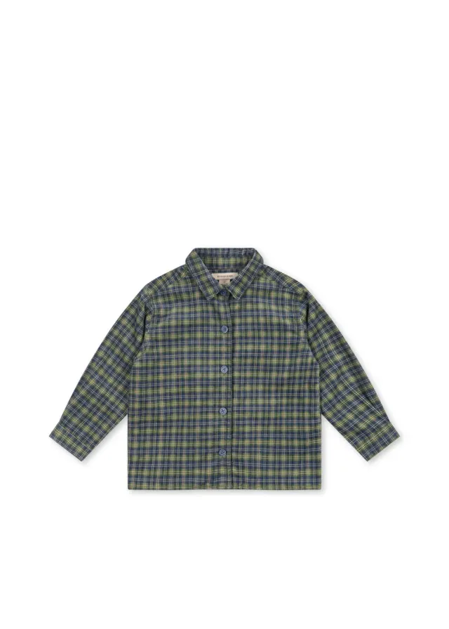 Konges Sløjd Cara overhemd laurel blue check ribfluweel