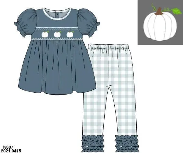 Busy Bee Smocks White Pumpkins leggingset herfst 2-delig