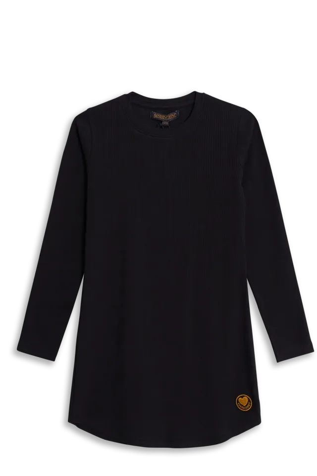4PRESIDENT Jitske Black Beauty jurk zwart ribkatoen