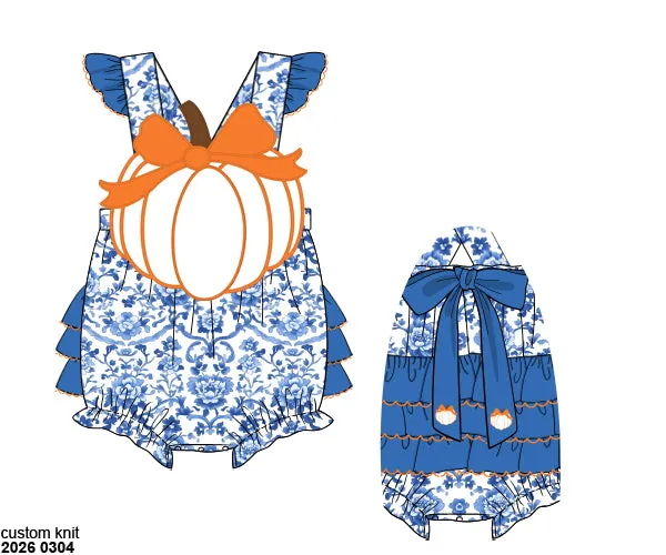Busy Bee Smocks Chinoiserie Pumpkins bubbelpakje geweven