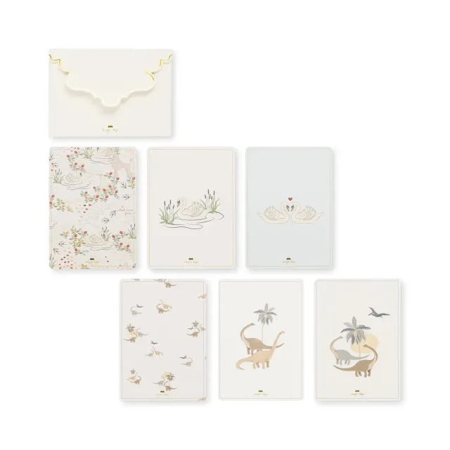 Konges Sløjd Wenskaarten Dino Swan Set van 6 FSC