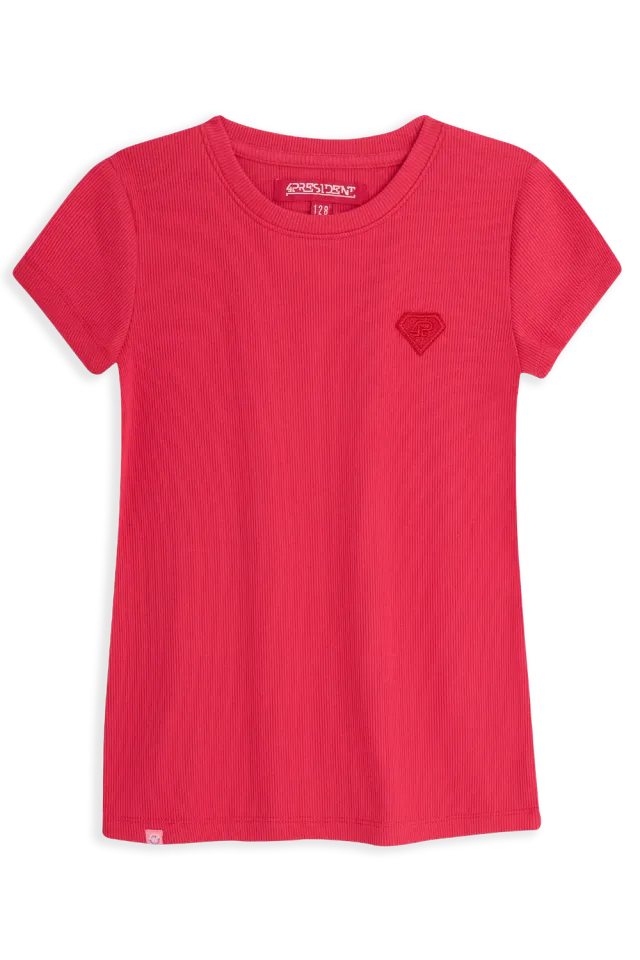 4President Netta T-shirt fuchsia meisjes ribstof