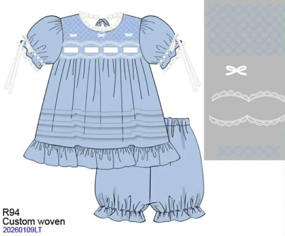 Busy Bee Smocks Bella Blue geweven bubbleset blauw meisjes