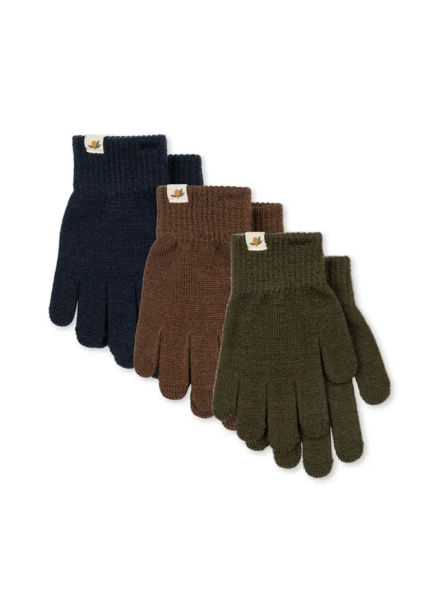 Konges Sløjd Filla Handschoenen 3-pack forest mix wolmix