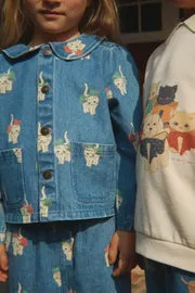 Konges Sløjd Magot bow kitty denim jasje biokatoen