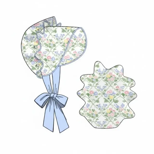 Busy Bee Smocks Mary-Keene Floral Stripe bonnet 3T meisjes