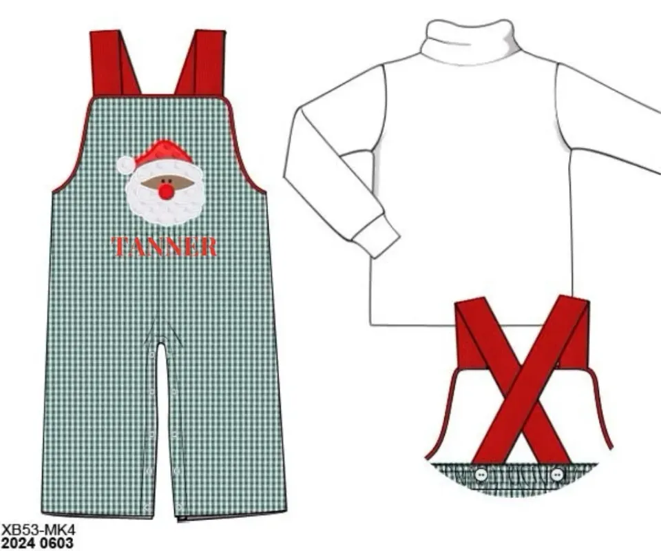Busy Bee Smocks Minky Santa Tanner Romper 24M jongen 2-delig