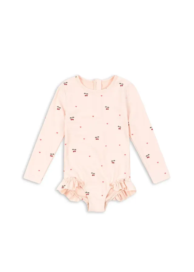 Konges Sløjd Merle Badpak lange mouwen cherry coeur rose