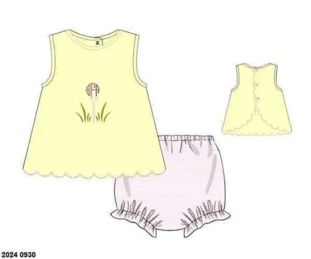 Busy Bee Smocks Tee Time bloomerset 12M BFA groen
