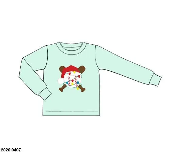 Busy Bee Smocks Baseball Lights kerstshirt 2T katoen