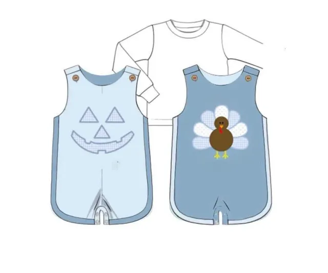 Busy Bee Smocks Jack O Lantern Turkey shortall 2-delig