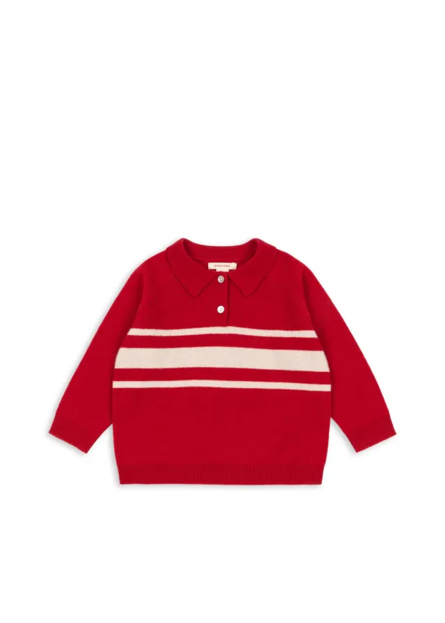 Konges Sløjd Basi polo trui red wol geribd