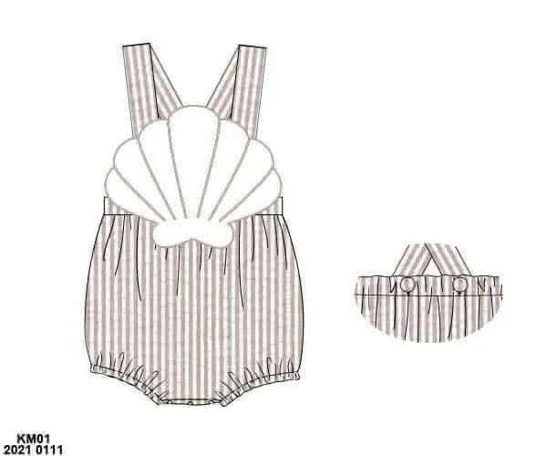 Busy Bee Smocks Seashells sunsuit 2T zomer