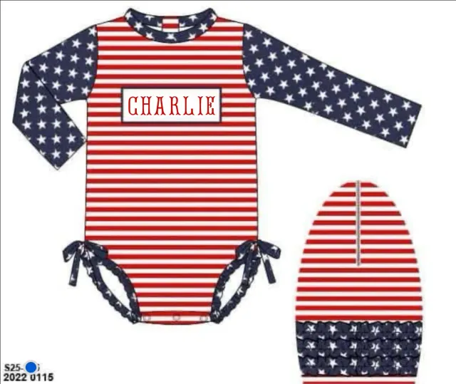 Star Spangled Name Smocks zwemshirt meisje 4T CHARLIE uv