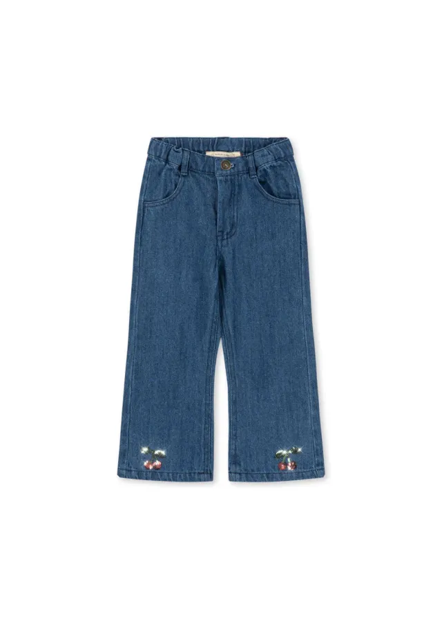 Konges Sløjd Elba flare jeans spijkerbroek denim blue katoen