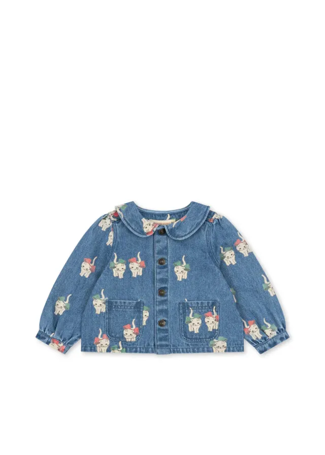 Konges Sløjd Magot bow kitty denim jasje biokatoen