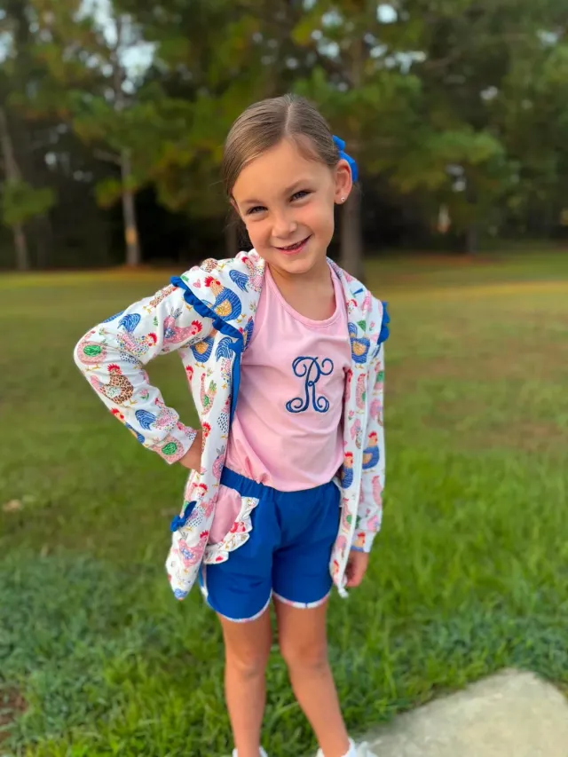 Busy Bee Smocks Colorful Chickens 3-delige set meisjes geel