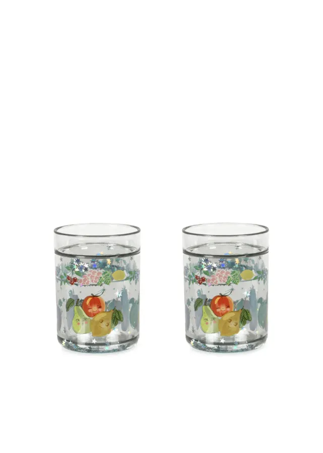 Konges Sløjd glitterbekers drinkbeker fruity 2-pack 180 ml