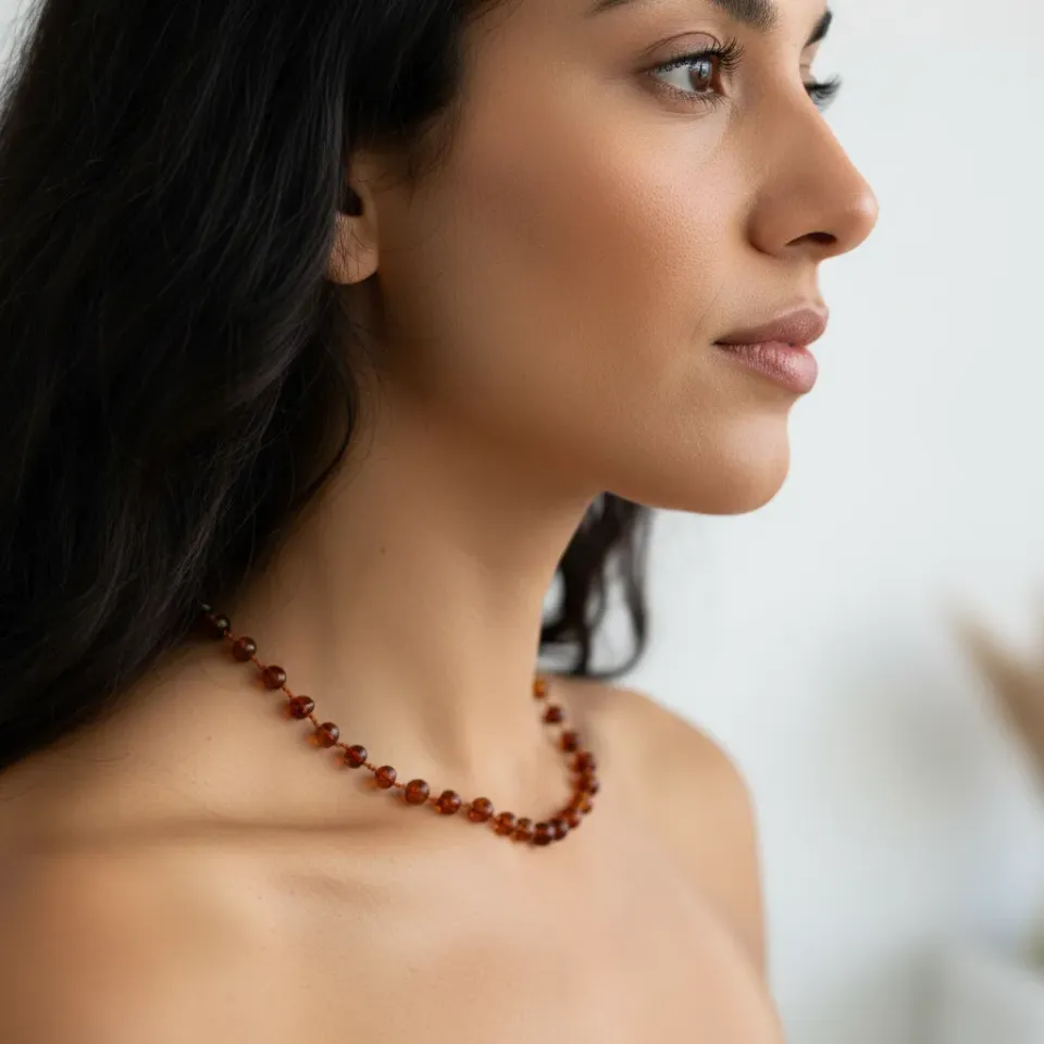 Louloúdi Amber damesketting barnsteen 45-50 cm
