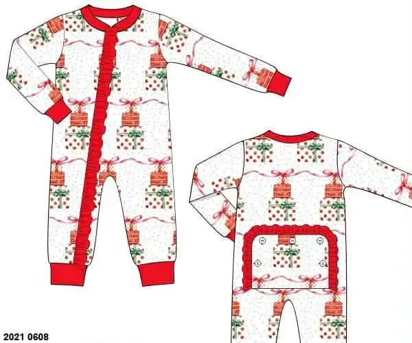 Busy Bee Smocks Watercolor Presents lounge meisjes kerst breisel