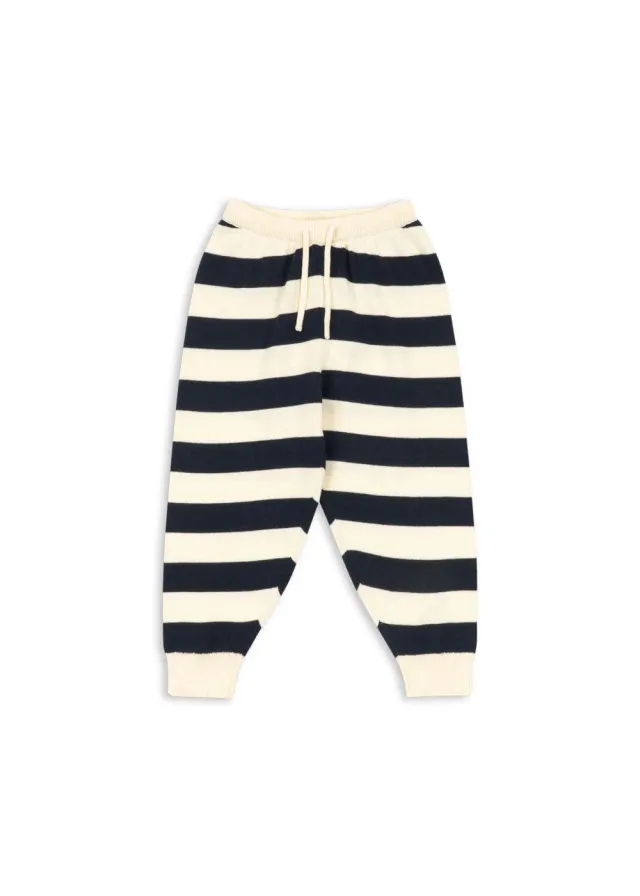 Konges Sløjd Manis gebreide broek navy stripe zacht katoen