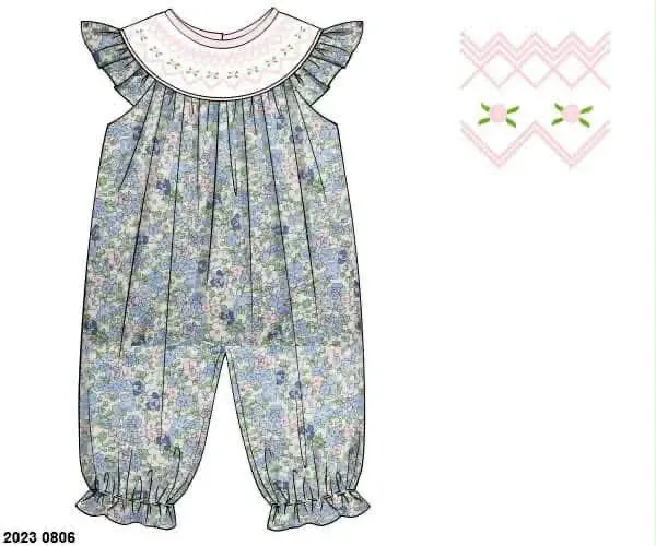 Busy Bee Smocks Bellamy Floral romper meisjes bloemen