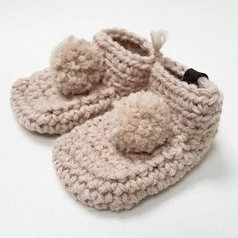 Louloúdi Frankie babyslofjes wol leer pompon