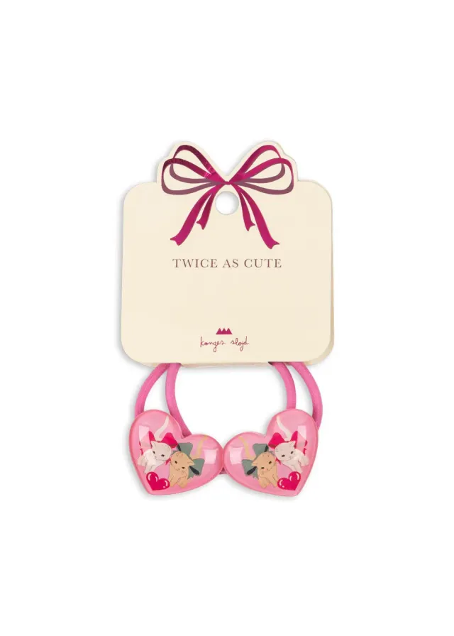 Konges Sløjd Vilma haarelastiekjes bow kitty 2-pack strik