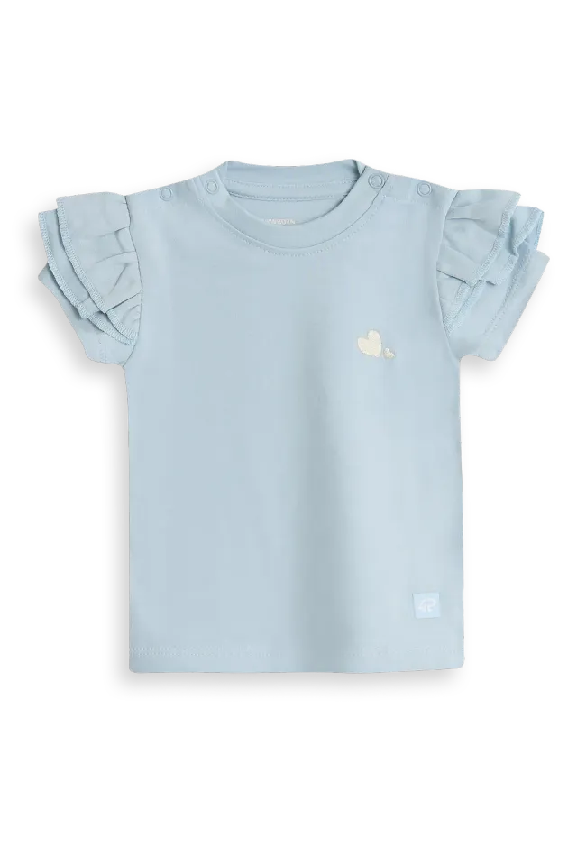 4President Mila baby T-shirt blauw hartje katoen