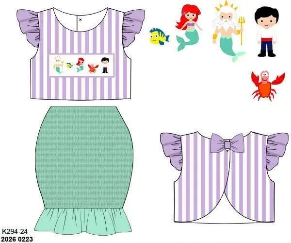 Busy Bee Smocks BBS Dress Up Dinglehopper Rok Set 18M zeemeermin
