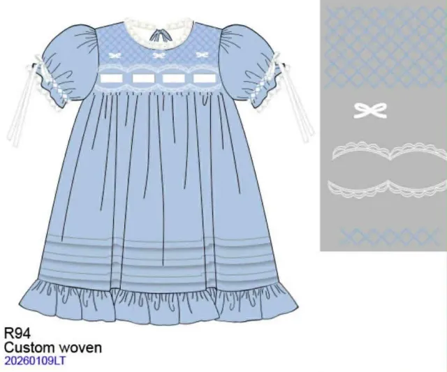 Busy Bee Smocks Bella Blue meisjesjurk geweven