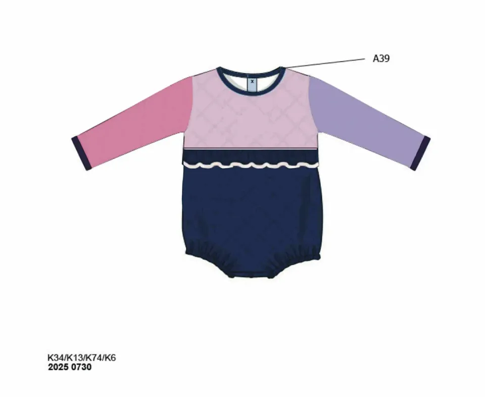 Busy Bee Smocks Quilted Colorblock romper 6M gewatteerd winter