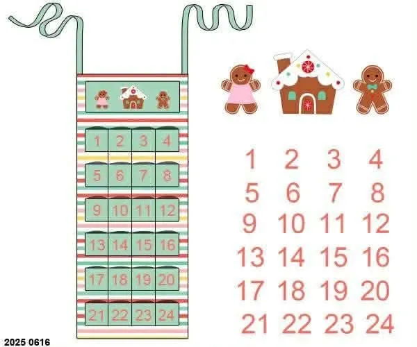 Busy Bee Smocks Gingerbread adventskalender appliqué OS