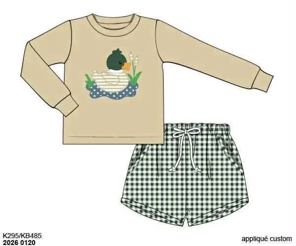 Busy Bee Smocks Mallard Duck jongens shortset met applicatie