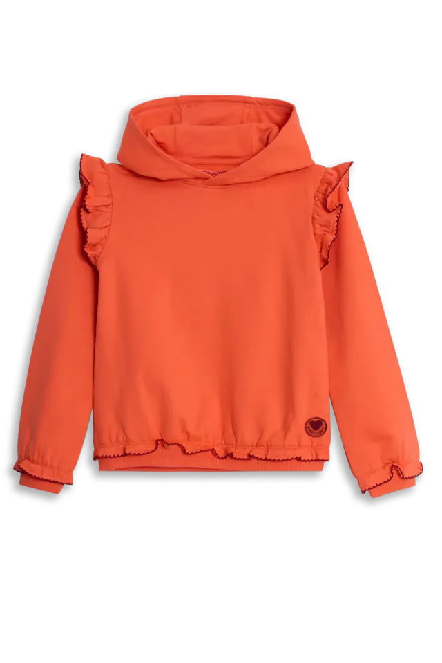 4President Ivy hoodie poppy red katoen met ruches