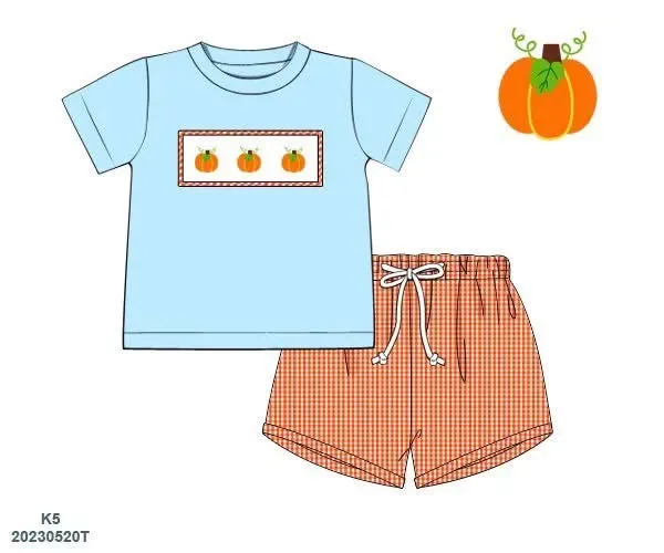 Busy Bee Smocks Simple Pumpkins shortie set 18M smock