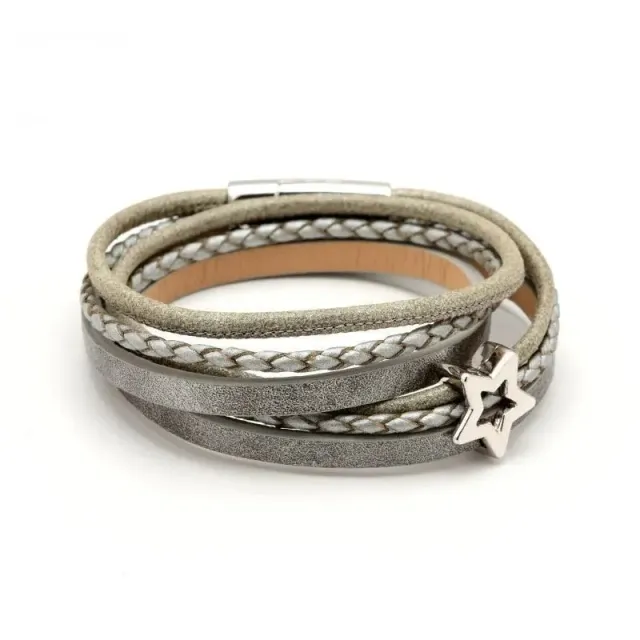 SODA FASHION wikkelarmband taupe leerlook
