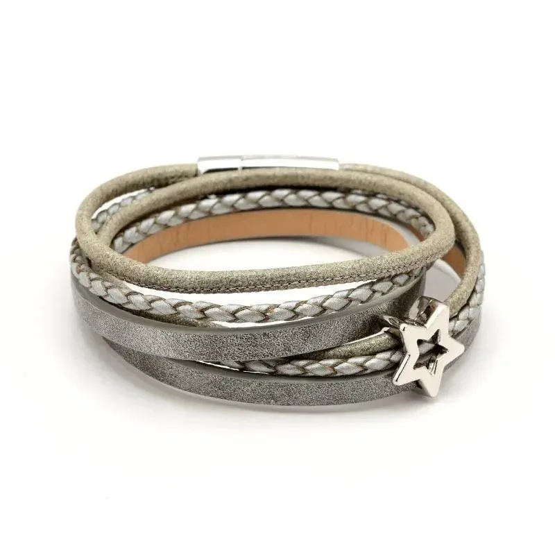SODA FASHION wikkelarmband taupe leerlook