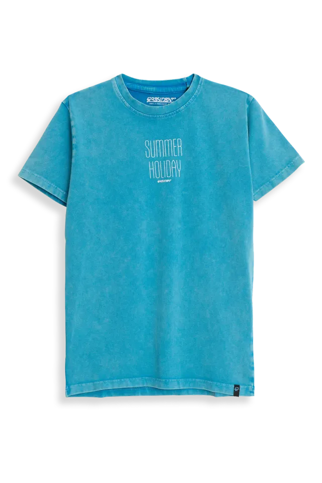 4PRESIDENT Ryan t-shirt blue aster strandprint katoen